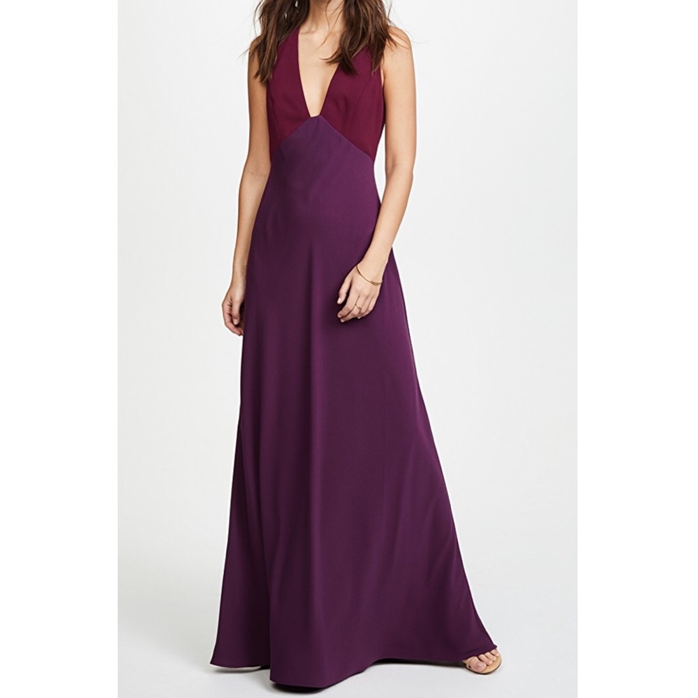 Jill Jill Stuart V-Neck Crepe Two Tone Gown Sz:10